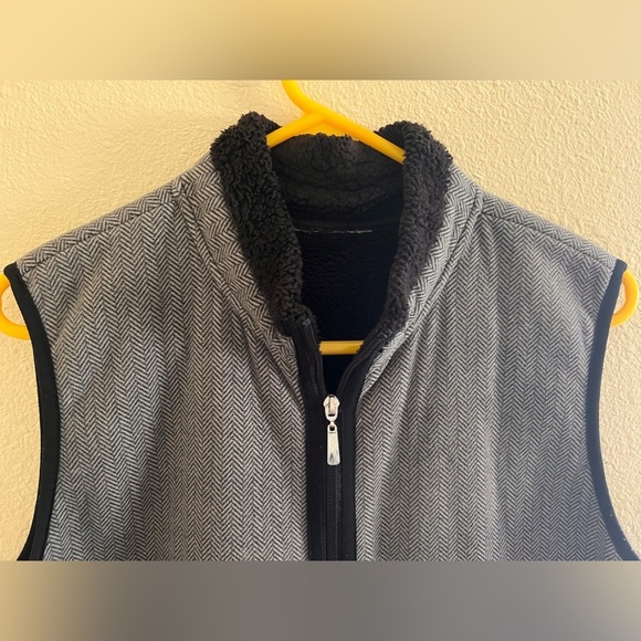 Herringbone Fleece Lined Zipper Closure Vest Fall Neutral Pockets Women's Size1X - Picture 5 of 6